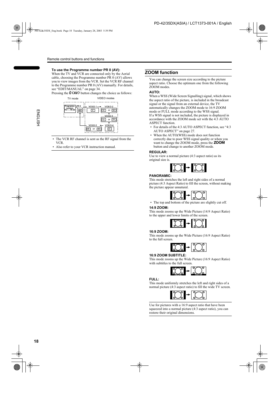 Zoom function | JVC PD-35DX  EN User Manual | Page 20 / 48