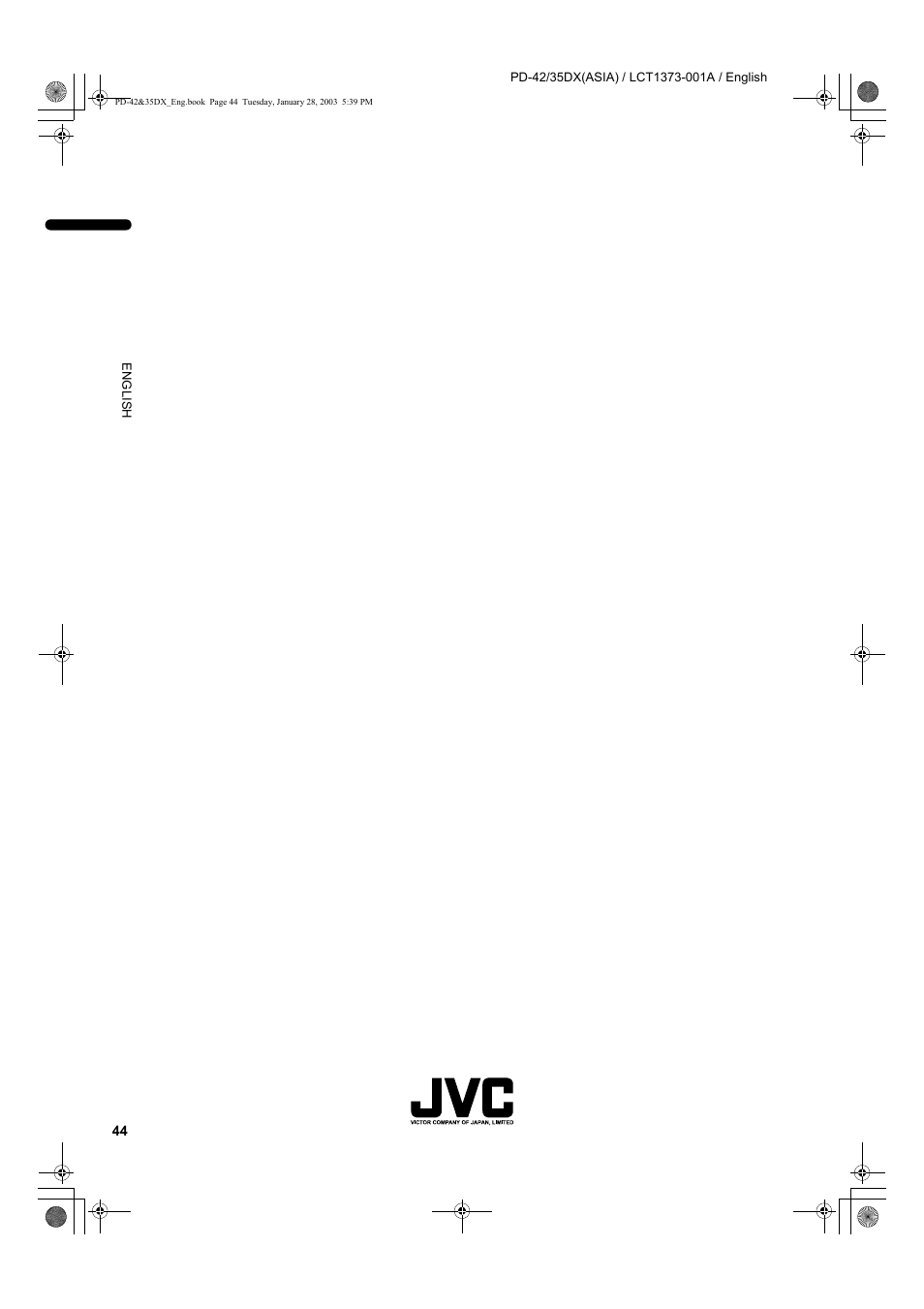 Back cover | JVC PD-35DX  EN User Manual | Page 46 / 48