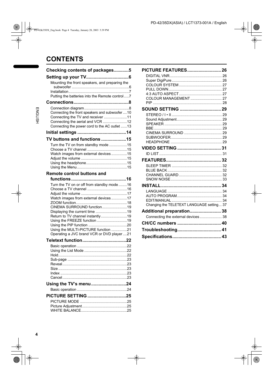 JVC PD-35DX  EN User Manual | Page 6 / 48