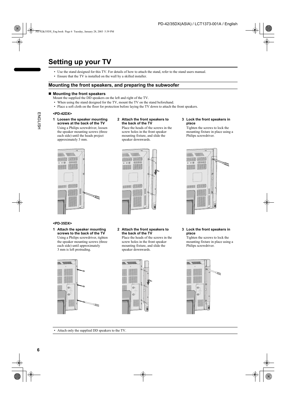 Setting up your tv | JVC PD-35DX  EN User Manual | Page 8 / 48