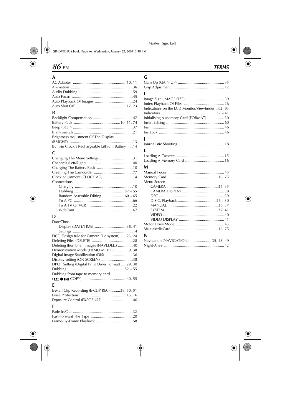 Terms | JVC GR-DV801 User Manual | Page 86 / 88