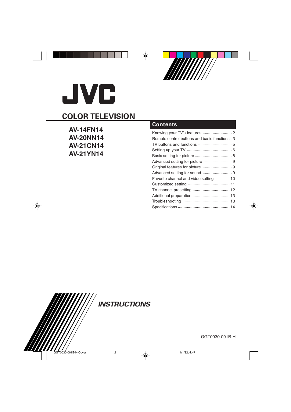 JVC AV-20NN14 User Manual | 16 pages