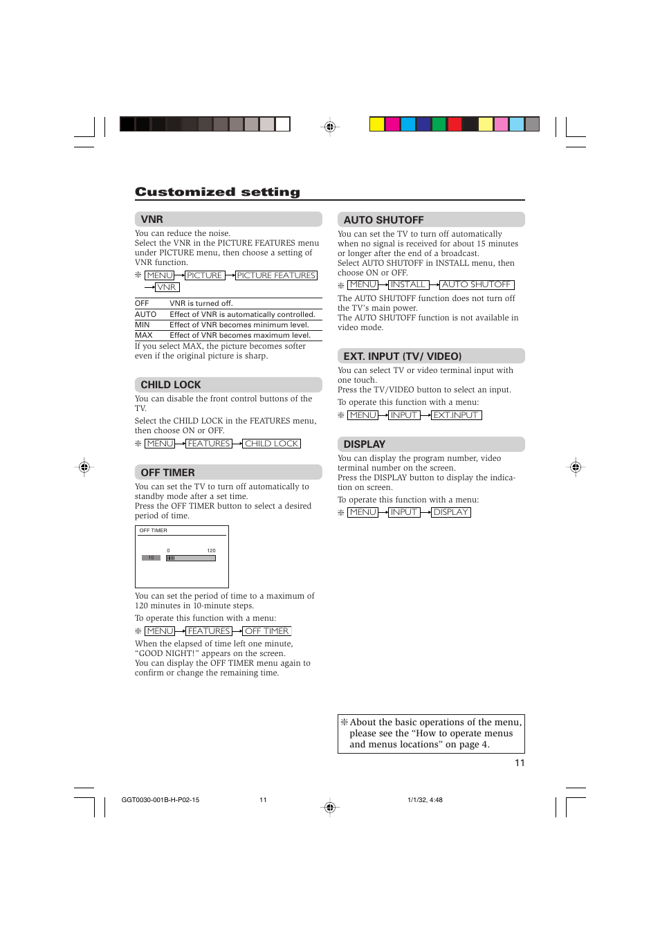 Customized setting | JVC AV-20NN14 User Manual | Page 11 / 16