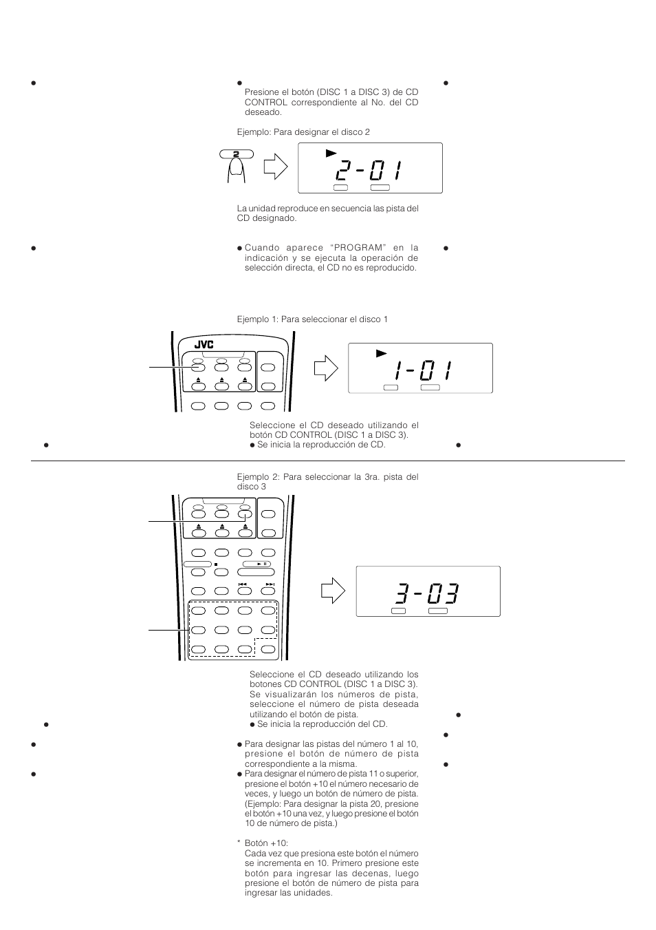 22 disc control button, Botón disc control, Touche disc control | Direct access play (using the remote control unit) | JVC PC-XC8 User Manual | Page 22 / 40