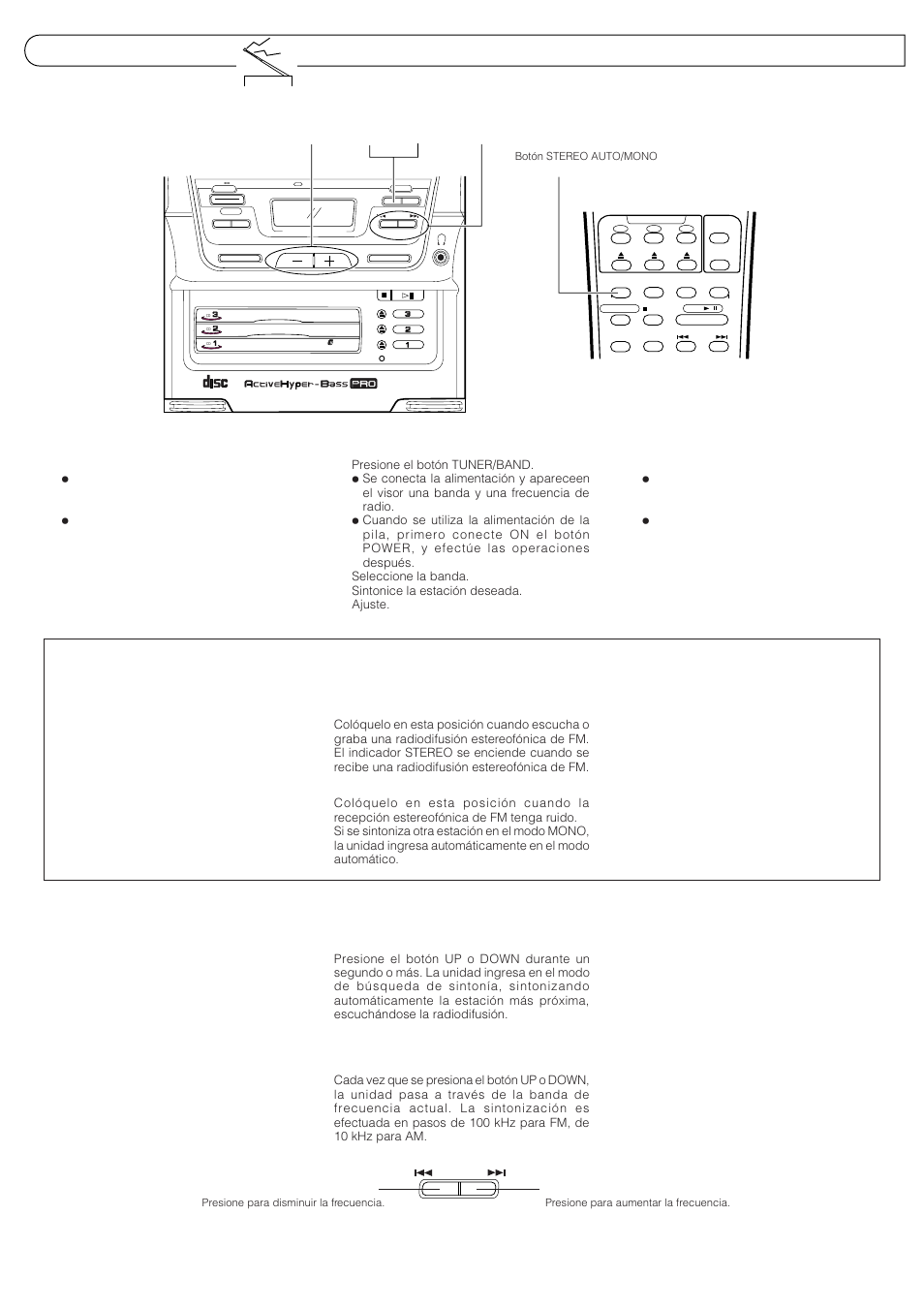 Radio reception radiorrecepcion reception radio, Seek tuning, Búsqueda de sintonía | Syntonisation par recherche, Manual tuning, Sintonización manual, Syntonisation manuelle, Pc-xc12/xc8 | JVC PC-XC8 User Manual | Page 28 / 40