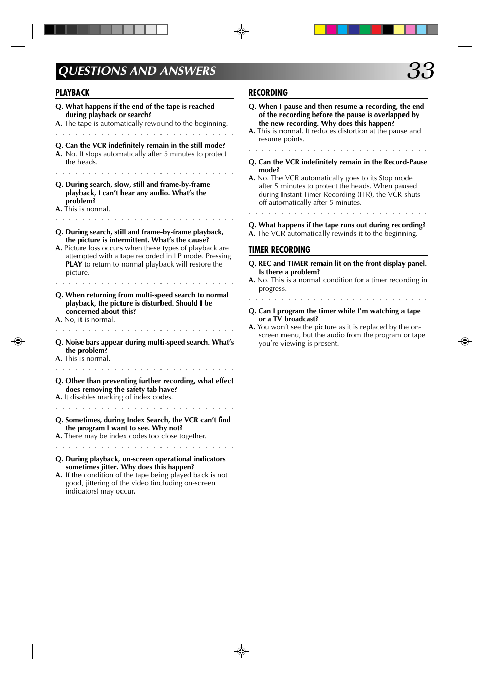 Questions and answers | JVC HM-A22U User Manual | Page 33 / 40