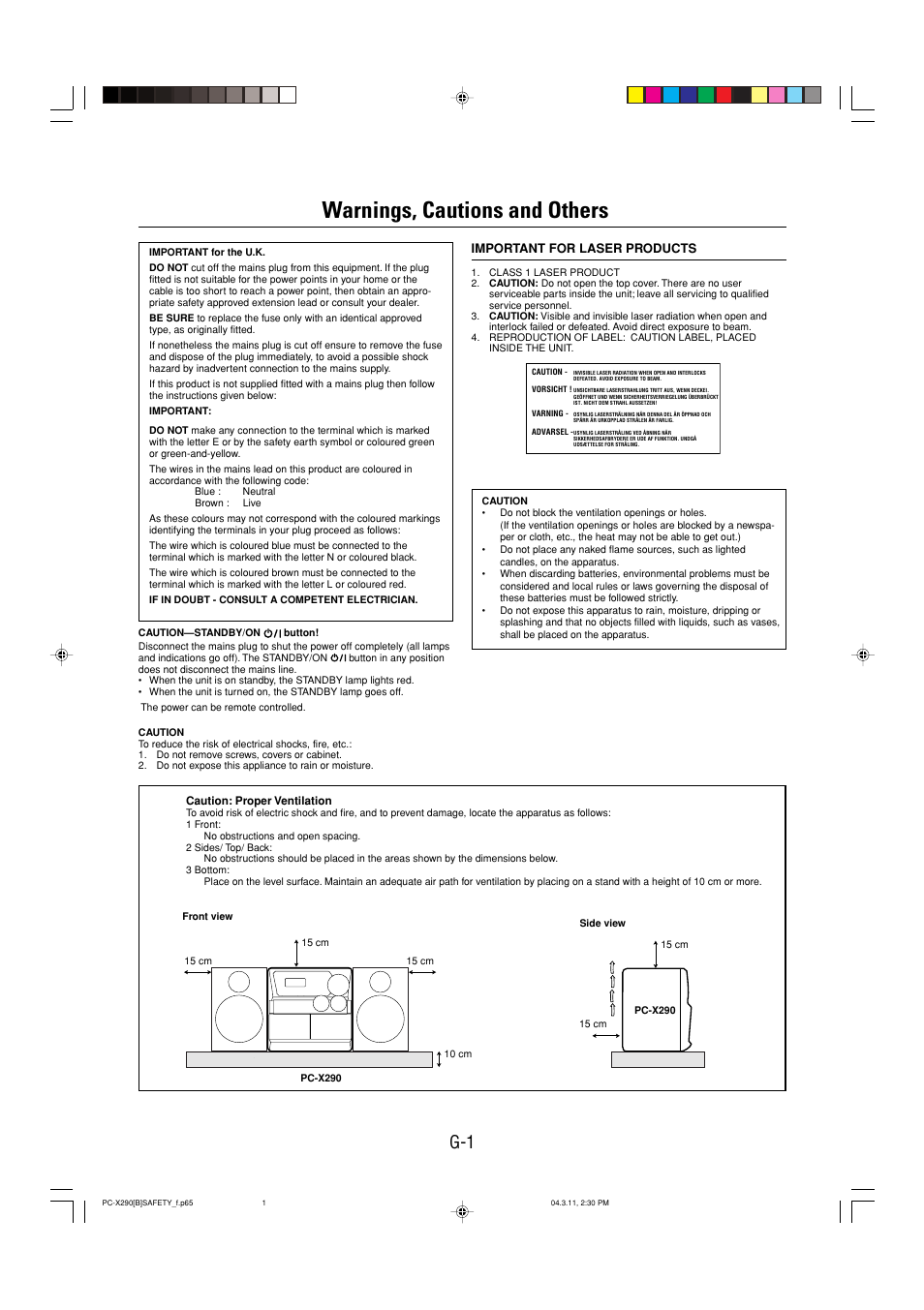 Warnings, cautions and others | JVC CA-PCX290 User Manual | Page 2 / 24