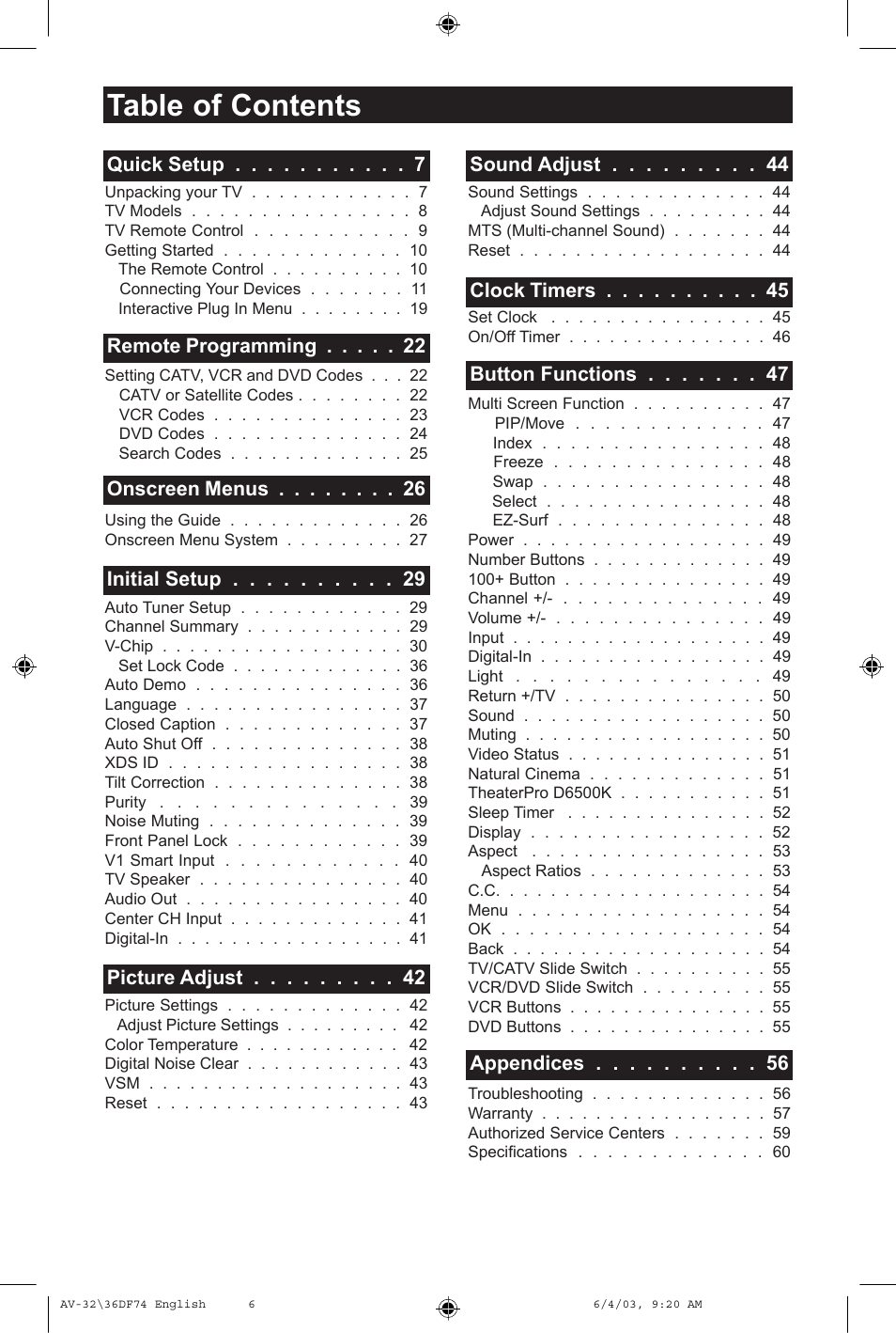 JVC AV 32DF74 User Manual | Page 6 / 60