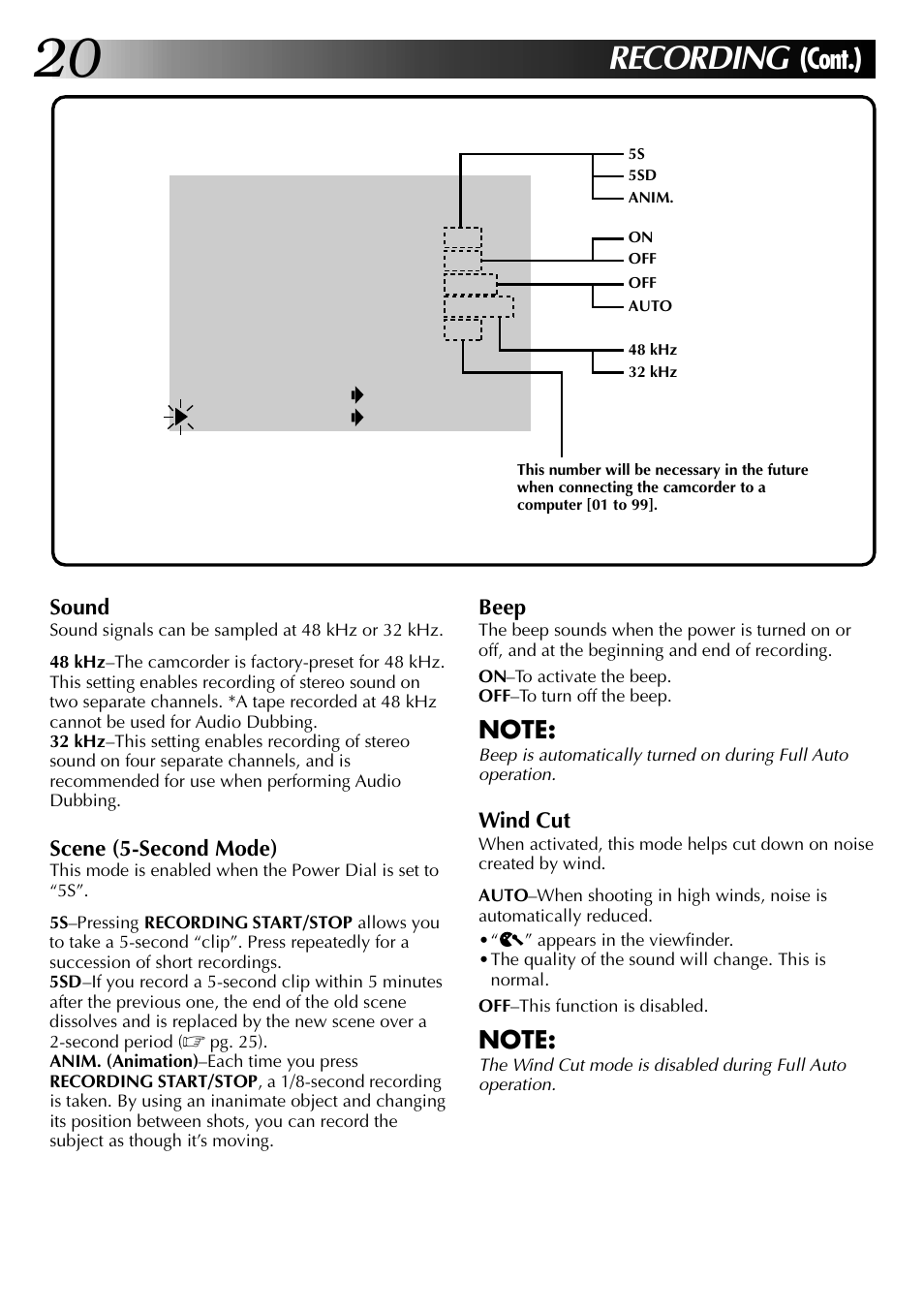 Recording, Cont.) | JVC GR-DVJ70 User Manual | Page 20 / 72