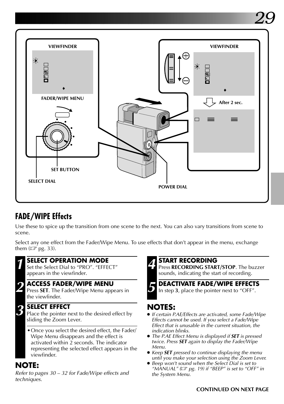 Fade/wipe effects | JVC GR-DVJ70 User Manual | Page 29 / 72