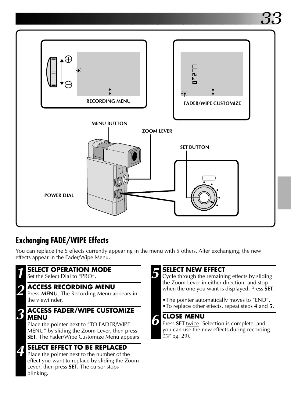Exchanging fade/wipe effects | JVC GR-DVJ70 User Manual | Page 33 / 72