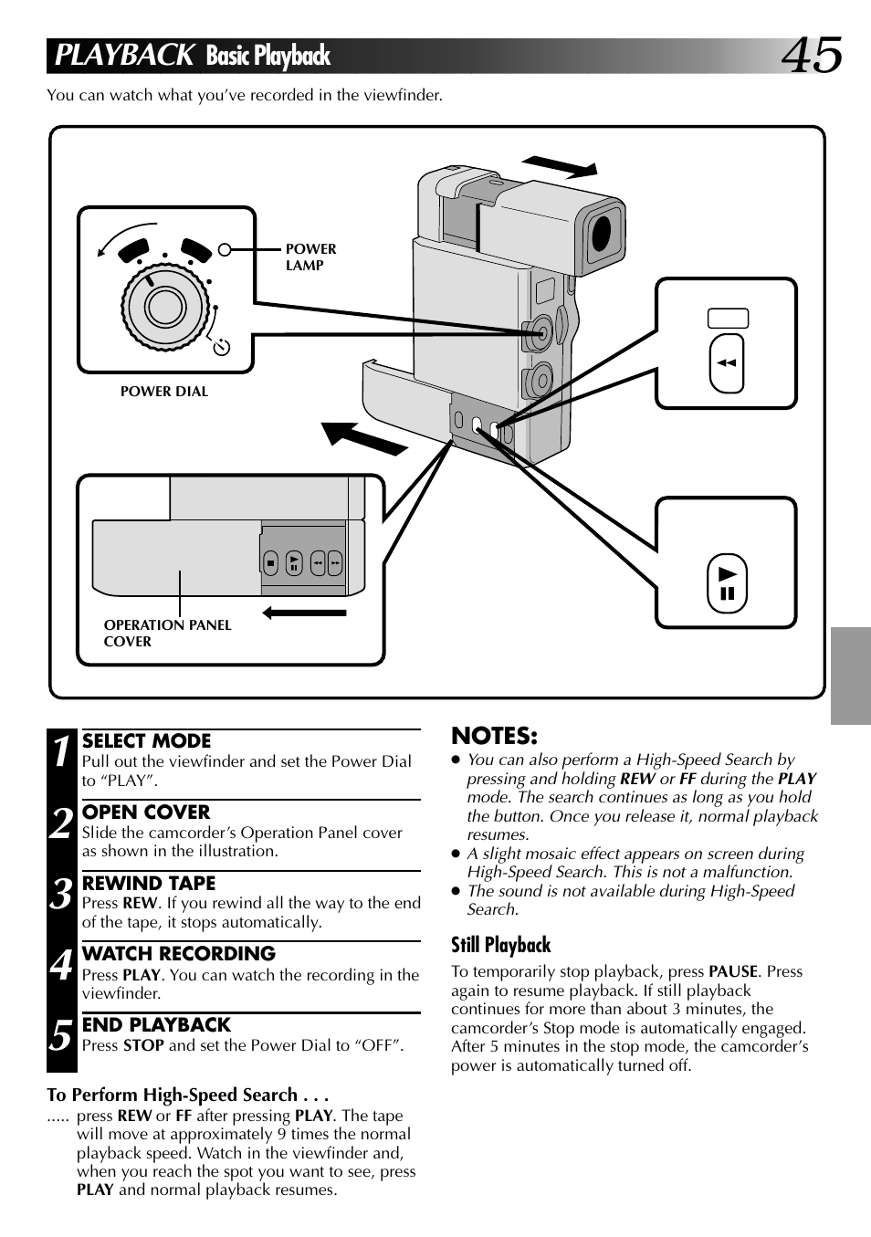 Playback, Basic playback | JVC GR-DVJ70 User Manual | Page 45 / 72