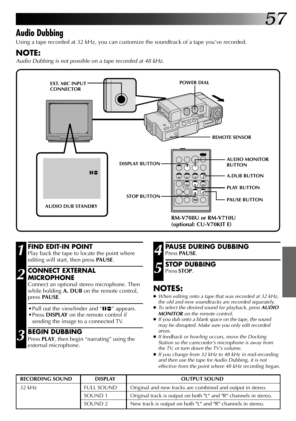 Audio dubbing | JVC GR-DVJ70 User Manual | Page 57 / 72