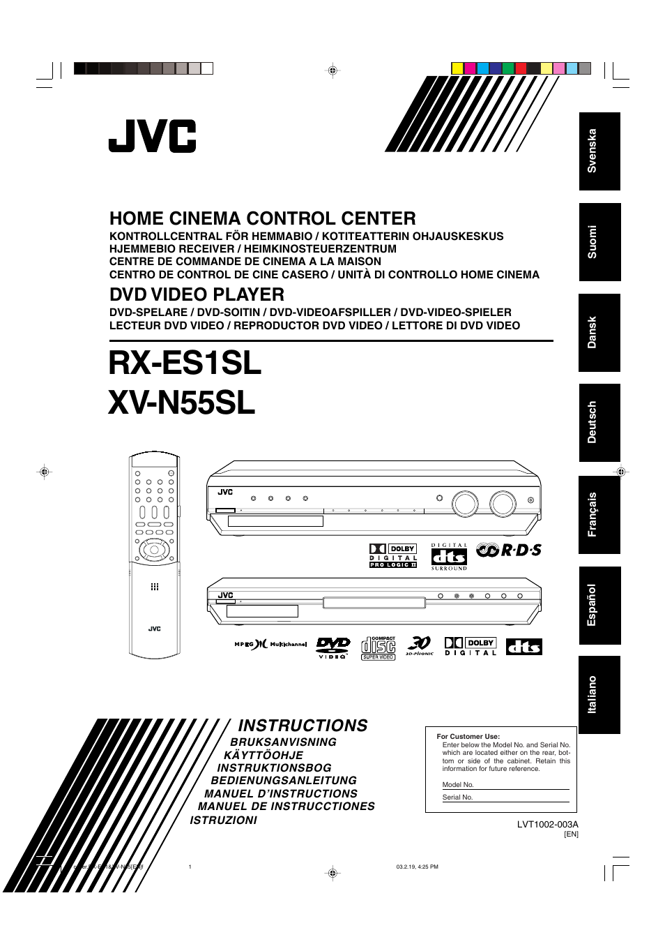 JVC RX-ES1SL User Manual | 76 pages