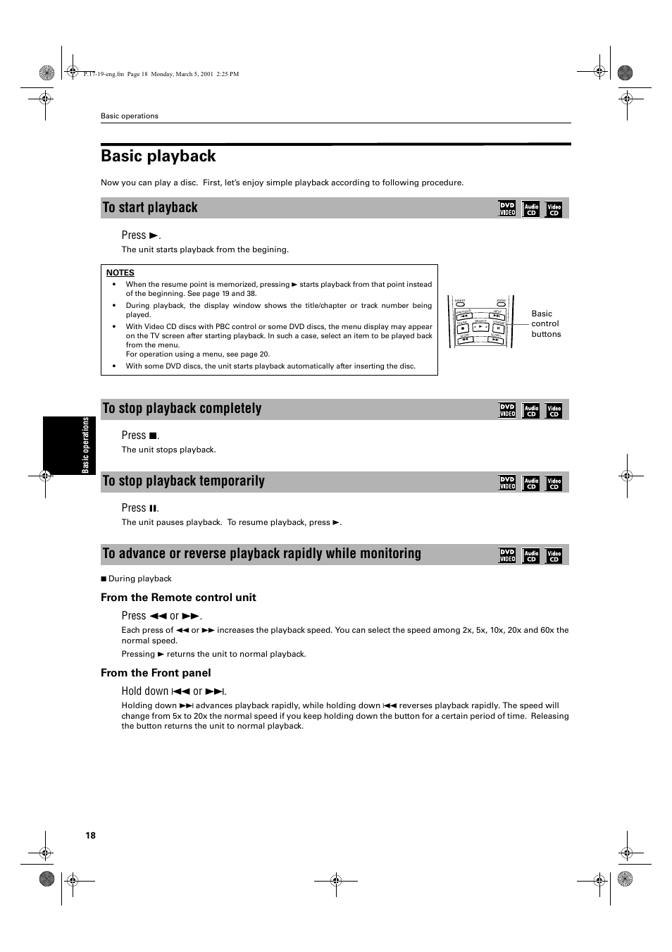 Basic playback, Press 3, Press 7 | Press 8 | JVC XV-E100SL User Manual | Page 20 / 52