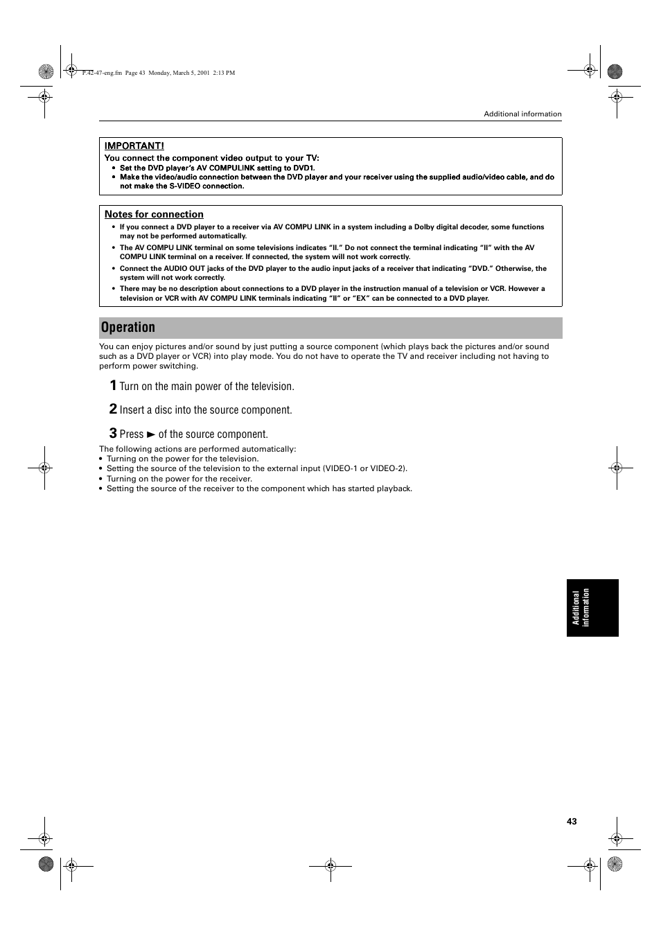 Operation | JVC XV-E100SL User Manual | Page 45 / 52