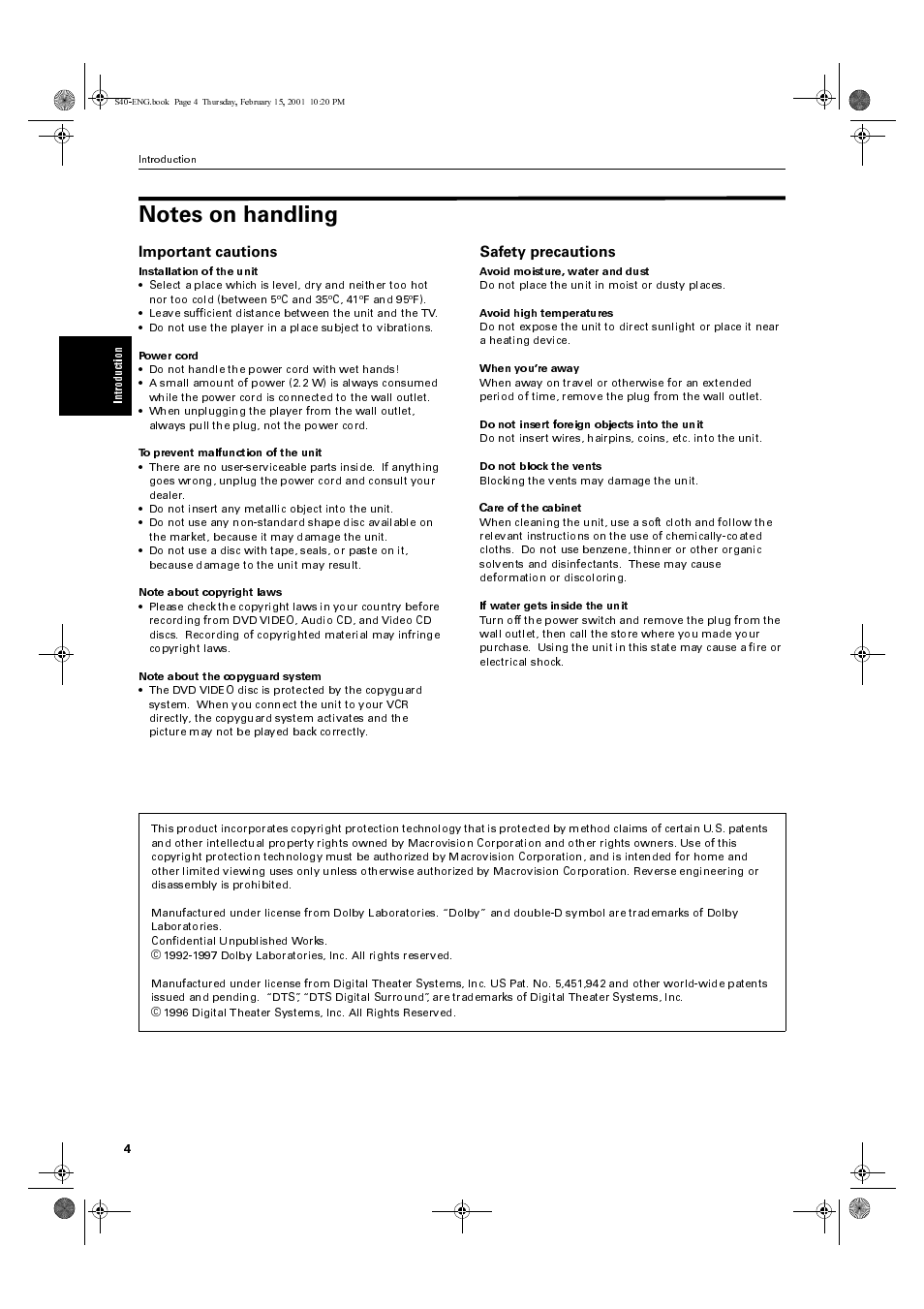 Important cautions, Safety precautions | JVC XV-E100SL User Manual | Page 6 / 52