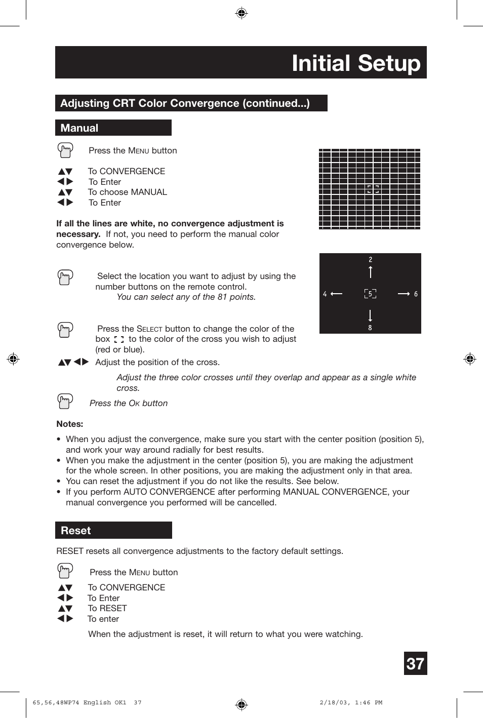 Initial setup | JVC AV 65WP74 User Manual | Page 37 / 64
