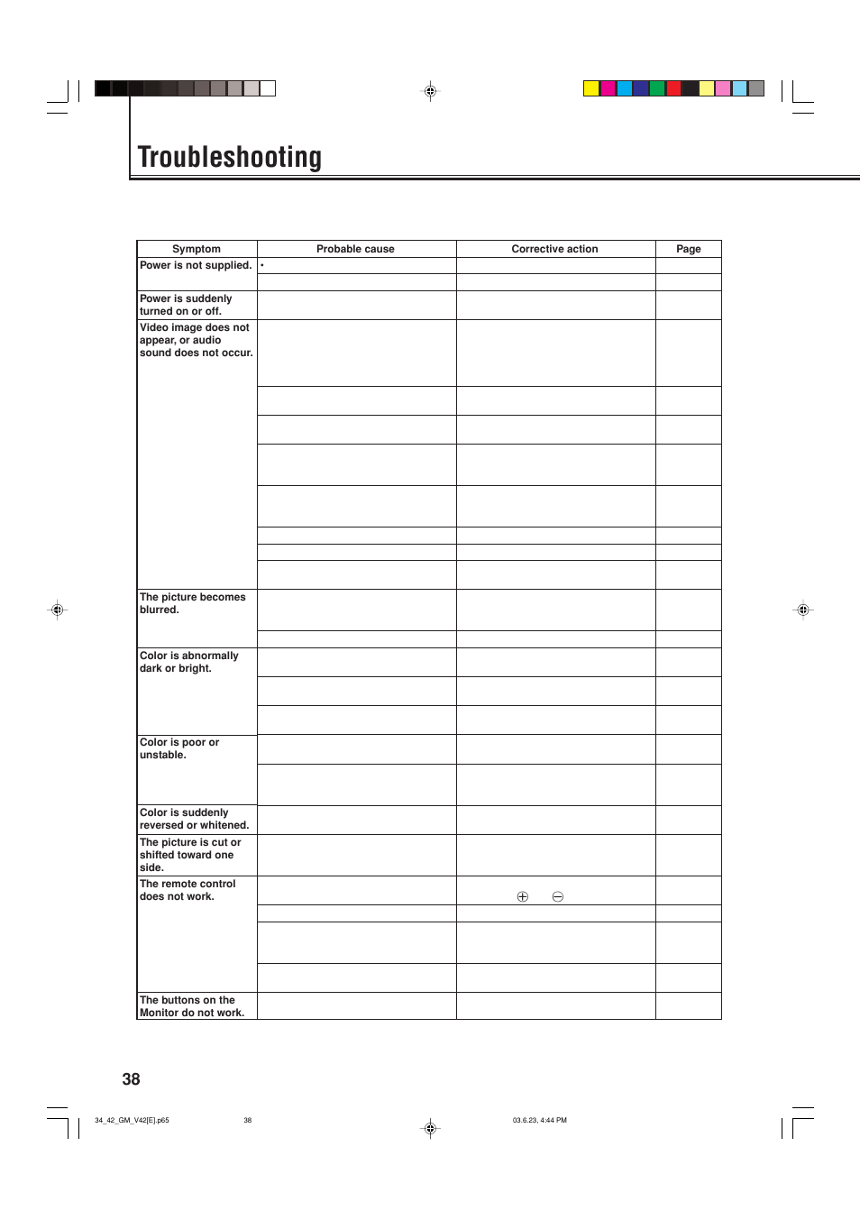 Troubleshooting | JVC GM-V42E User Manual | Page 39 / 43
