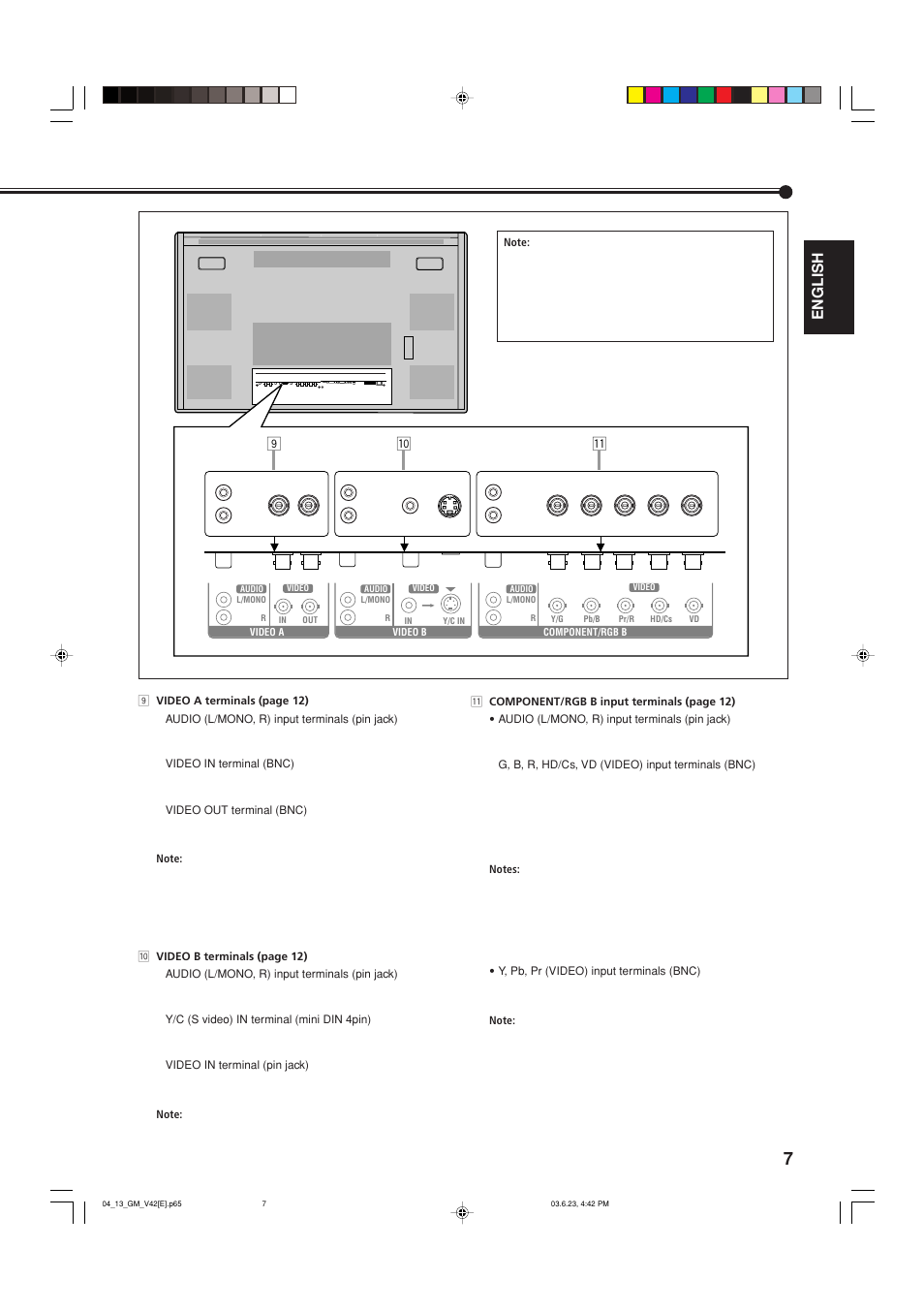 English, 9p q | JVC GM-V42E User Manual | Page 8 / 43