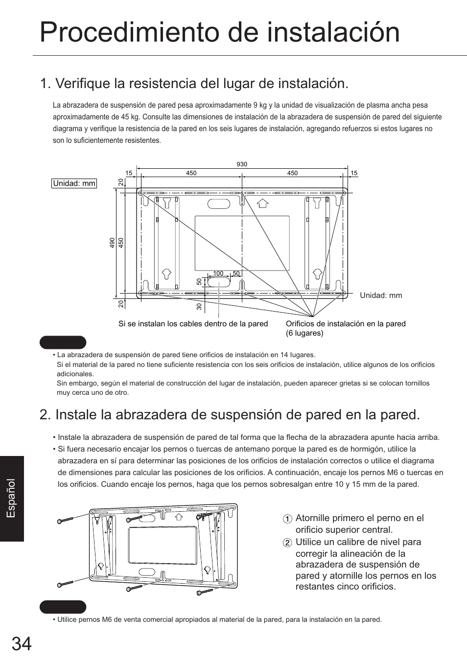 Procedimiento de instalación, Espa ñol | JVC TS-C50P6G User Manual | Page 27 / 72