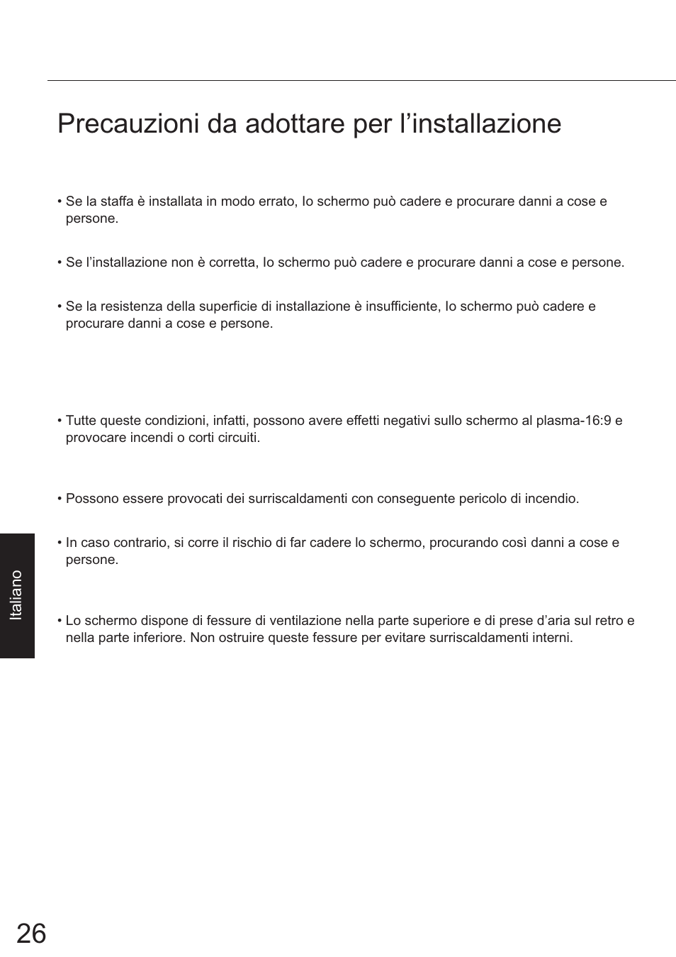 Italiano, Precauzioni da adottare per l’installazione | JVC TS-C50P6G User Manual | Page 55 / 72