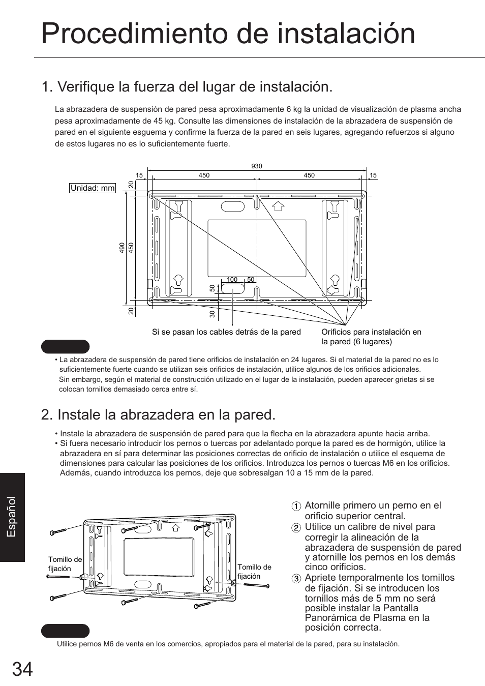 Procedimiento de instalación, Espa ñol | JVC TS-C50P6G User Manual | Page 63 / 72