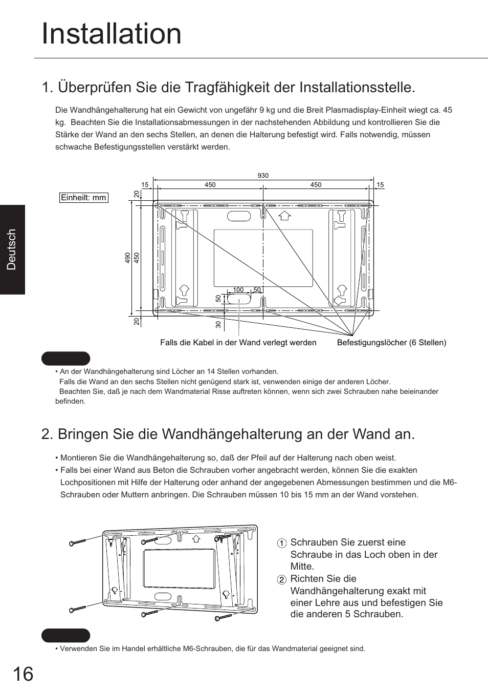 Installation, Deutsch | JVC TS-C50P6G User Manual | Page 9 / 72