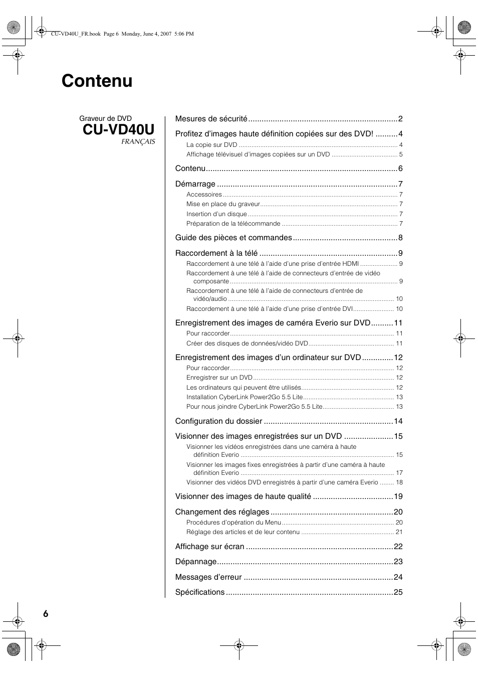 Contenu, Cu-vd40u | JVC CU-VD40U User Manual | Page 32 / 80