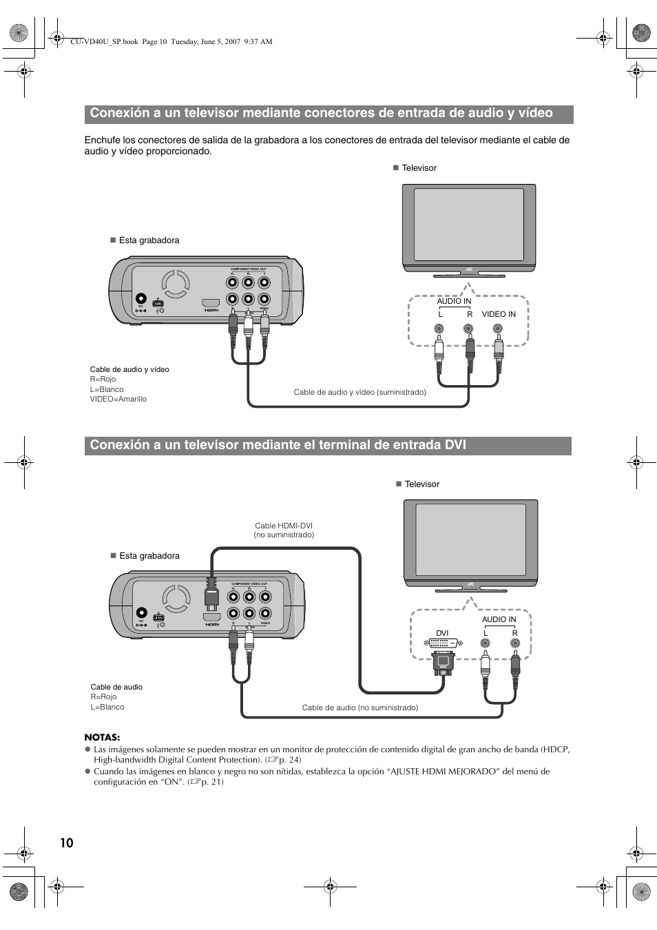 Y vídeo | JVC CU-VD40U User Manual | Page 62 / 80