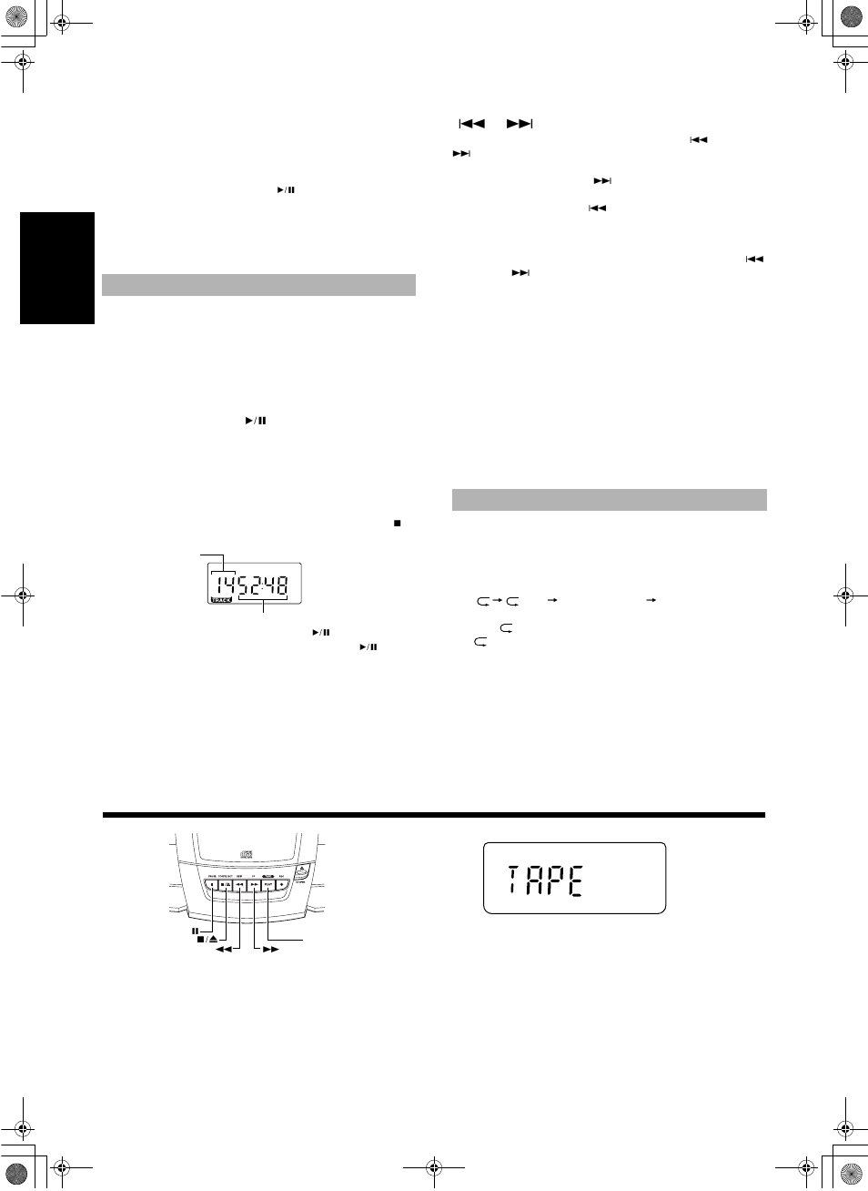 Uso de la platina de casete (escuchar una cinta), Uso de la platina de casete, Reproducción normal | Reproducción repetida | JVC RC-BZ5LB User Manual | Page 18 / 33