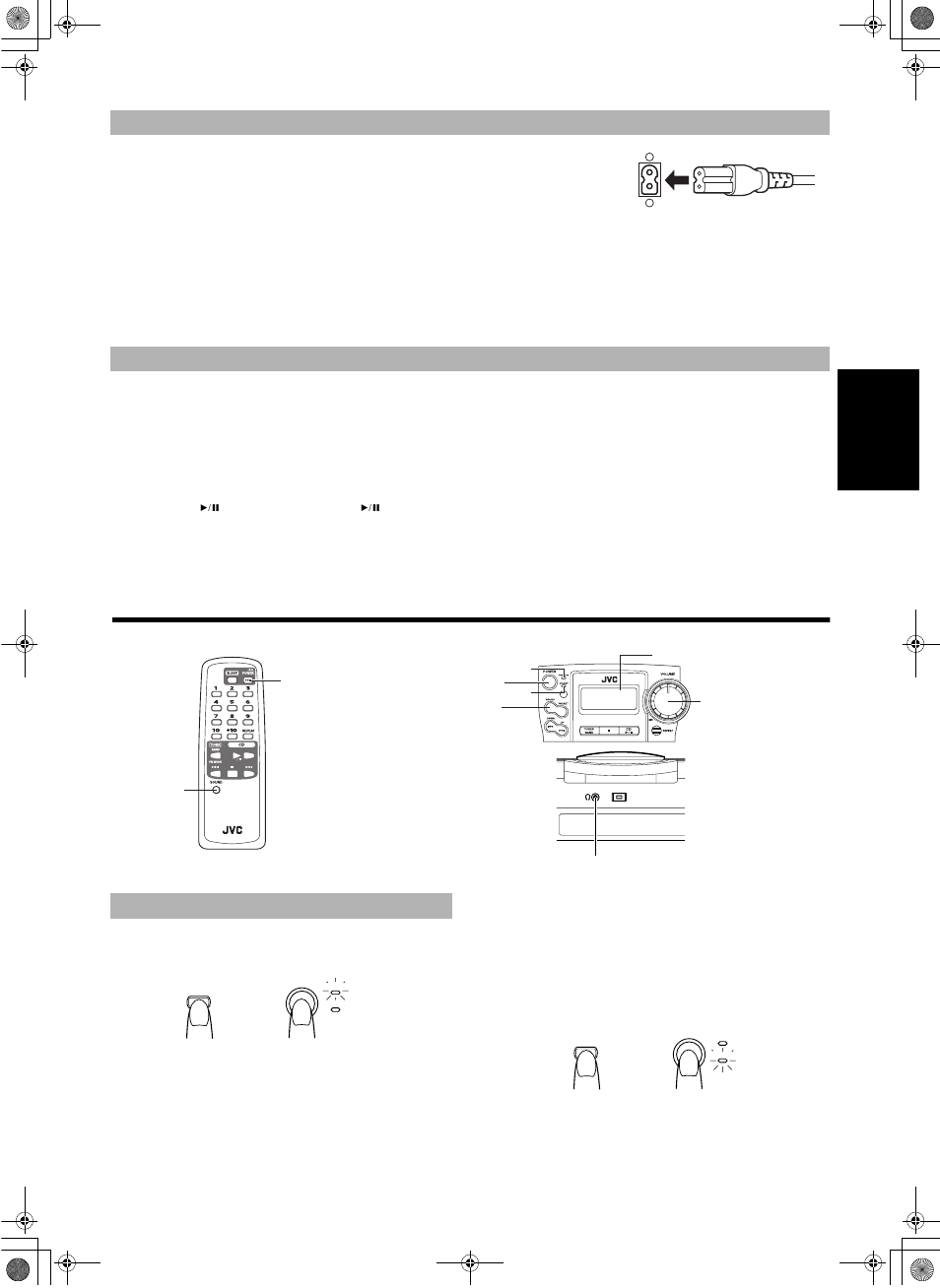 Operations communes, Opérations communes, Mettez sous et hors attente | 3français, Mise sous tension de l’appareil, Mettez l’appareil hors attente | JVC RC-BZ5LB User Manual | Page 25 / 33