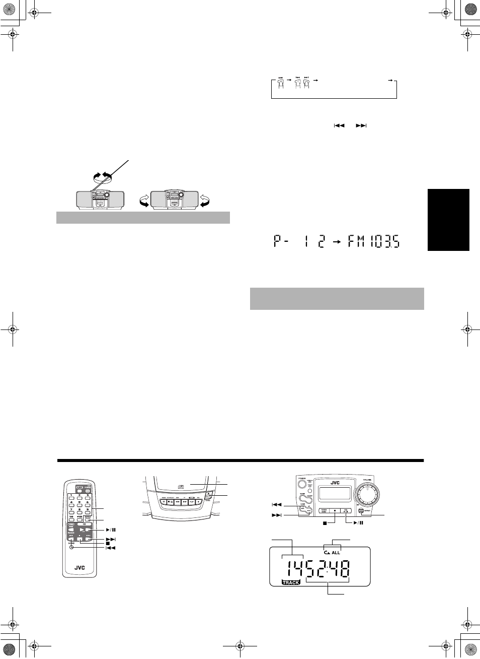 Utilisation du lecteur cd, Présélection des émetteurs, Changement du mode de réception fm | JVC RC-BZ5LB User Manual | Page 27 / 33