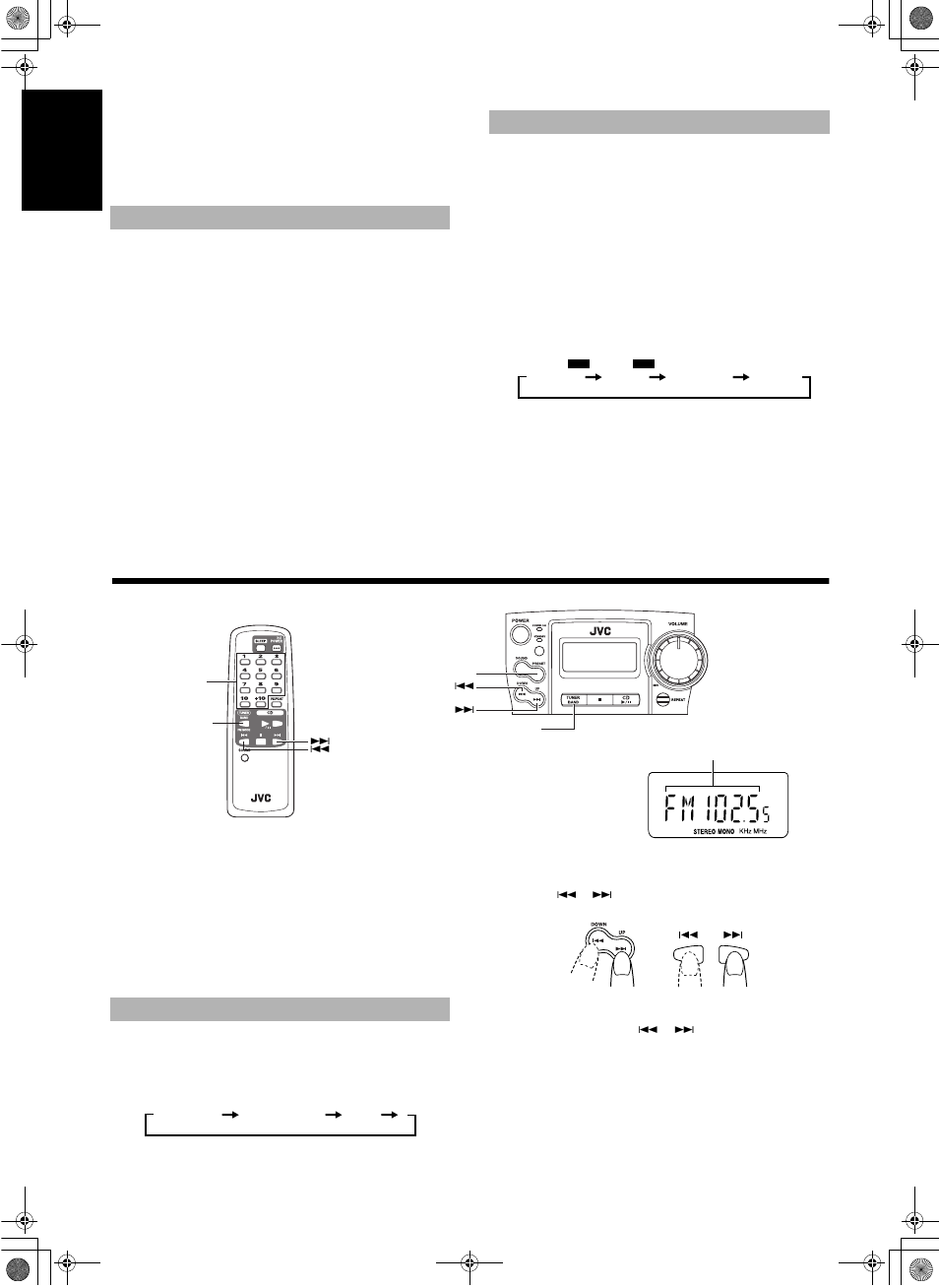 Using the tuner, Adjusting the volume sound effects (sound), Tuning in a station | JVC RC-BZ5LB User Manual | Page 6 / 33