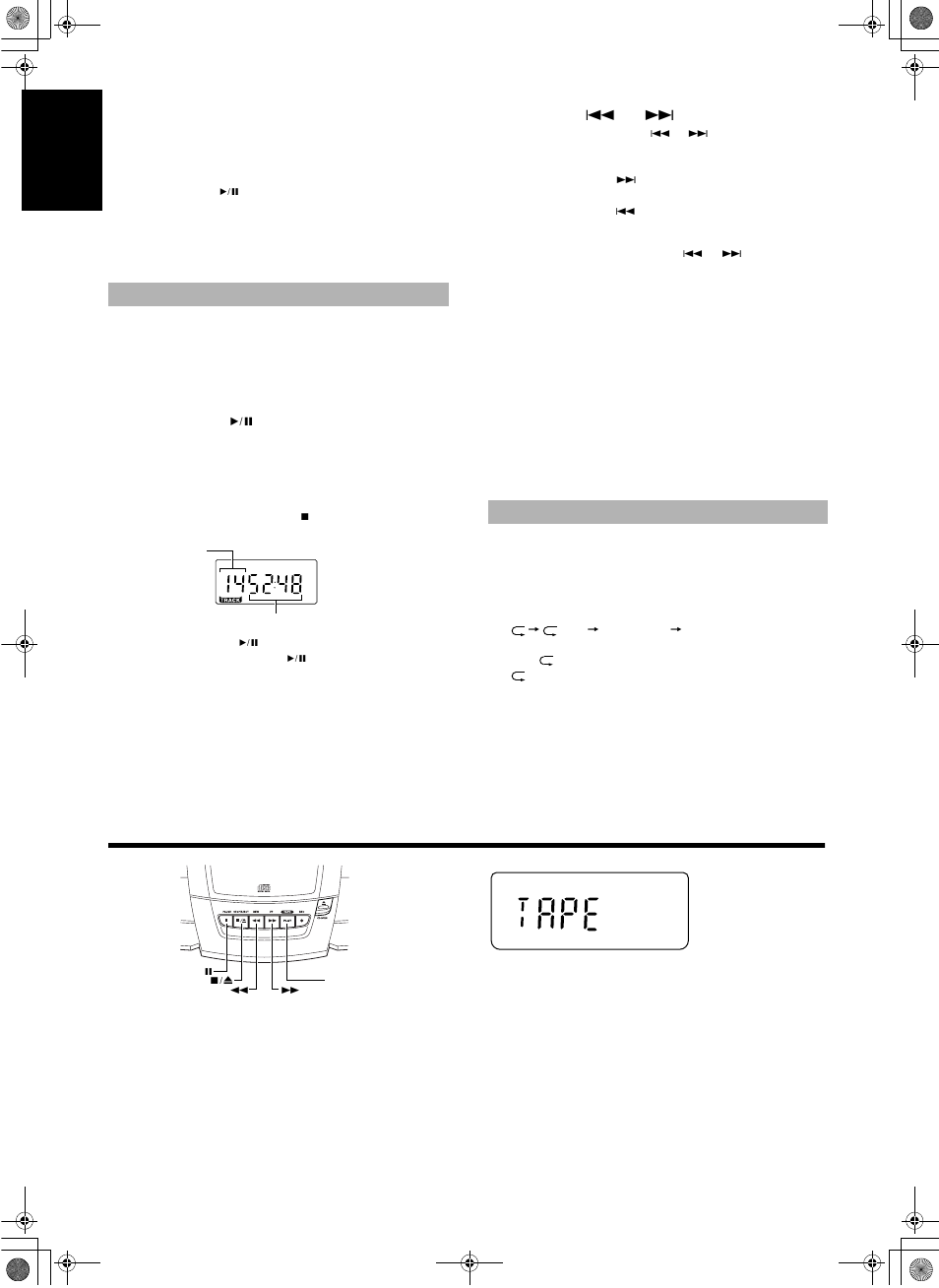 Using the cassette deck (listening to a tape), Using the cassette deck, Normal play | Repeat play | JVC RC-BZ5LB User Manual | Page 8 / 33