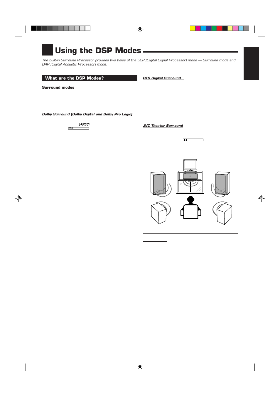 Using the dsp modes, English | JVC RX-6012VSL User Manual | Page 21 / 34