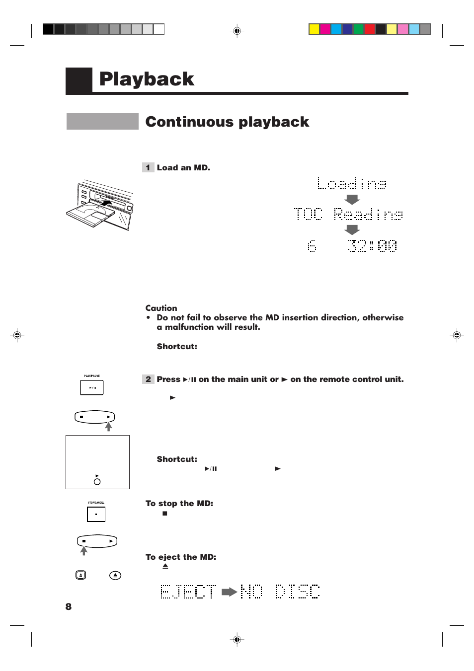 Playback, Continuous playback | JVC XM-448BK User Manual | Page 10 / 44