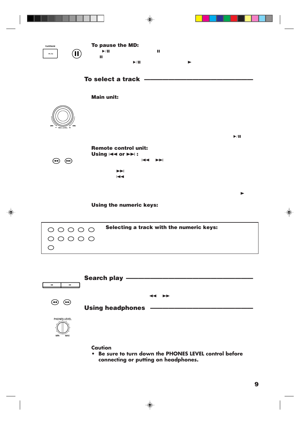 Search play, Using headphones | JVC XM-448BK User Manual | Page 11 / 44