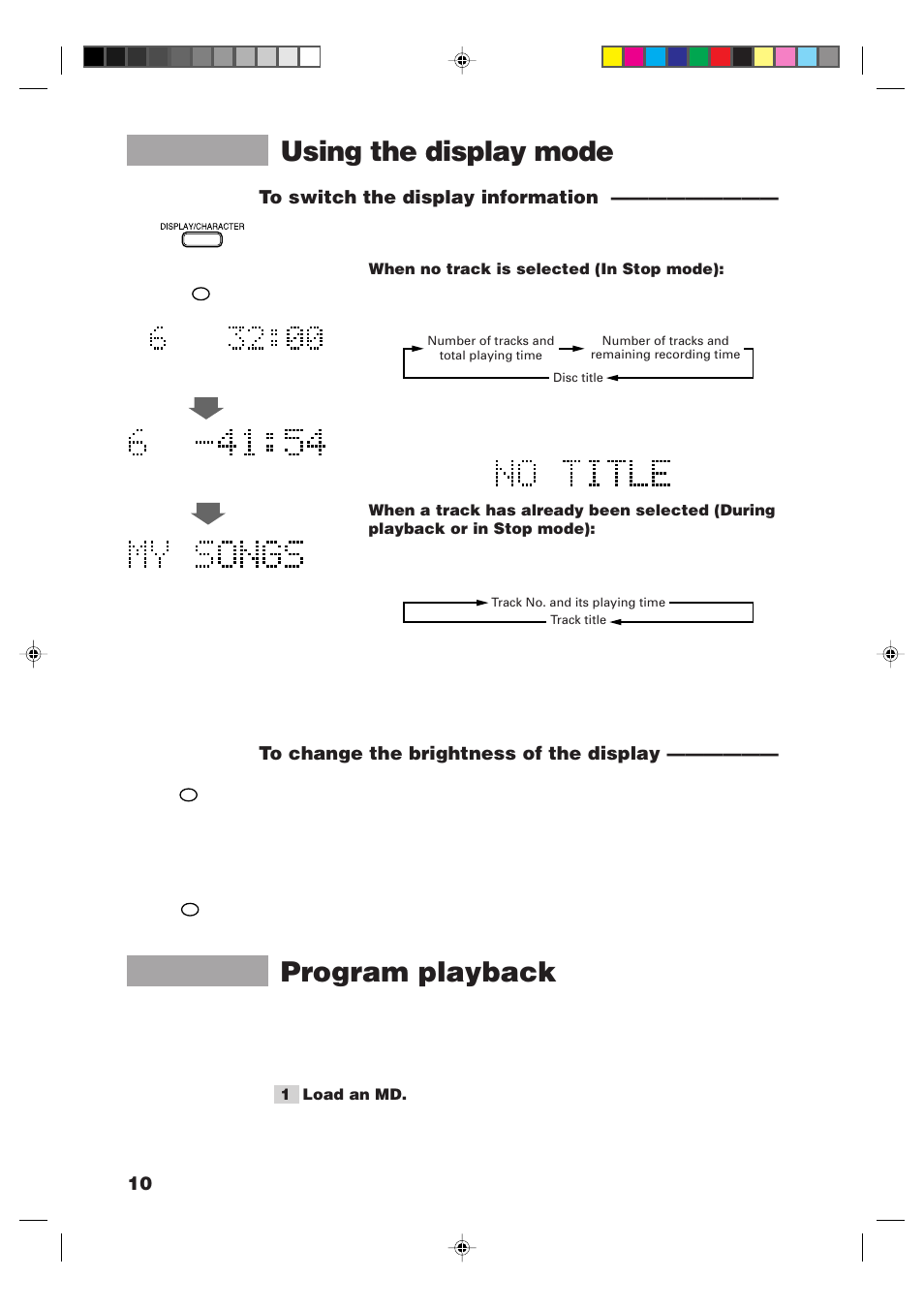 Using the display mode, Program playback | JVC XM-448BK User Manual | Page 12 / 44