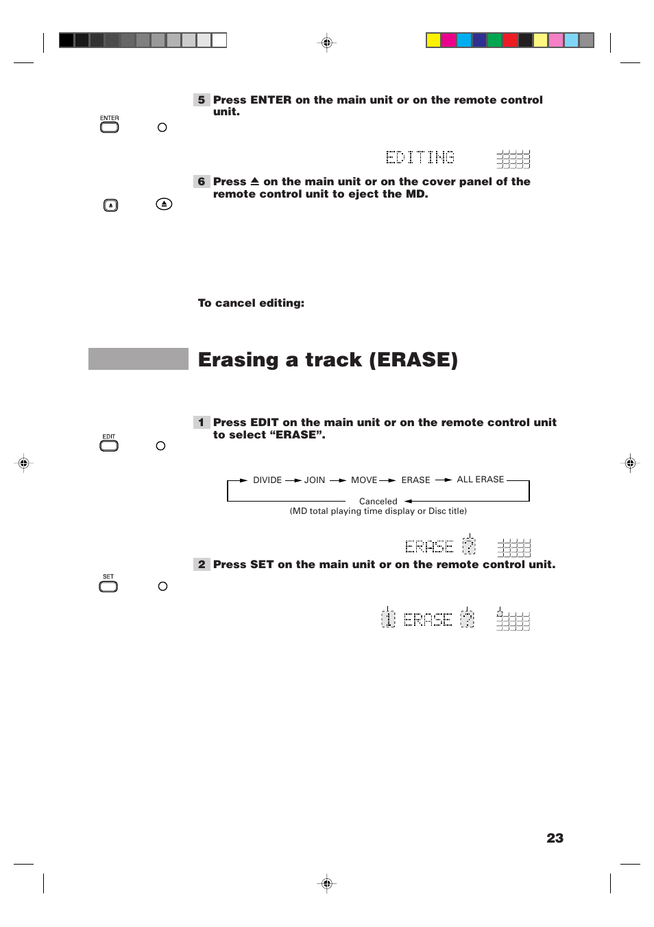 Erasing a track (erase) | JVC XM-448BK User Manual | Page 25 / 44