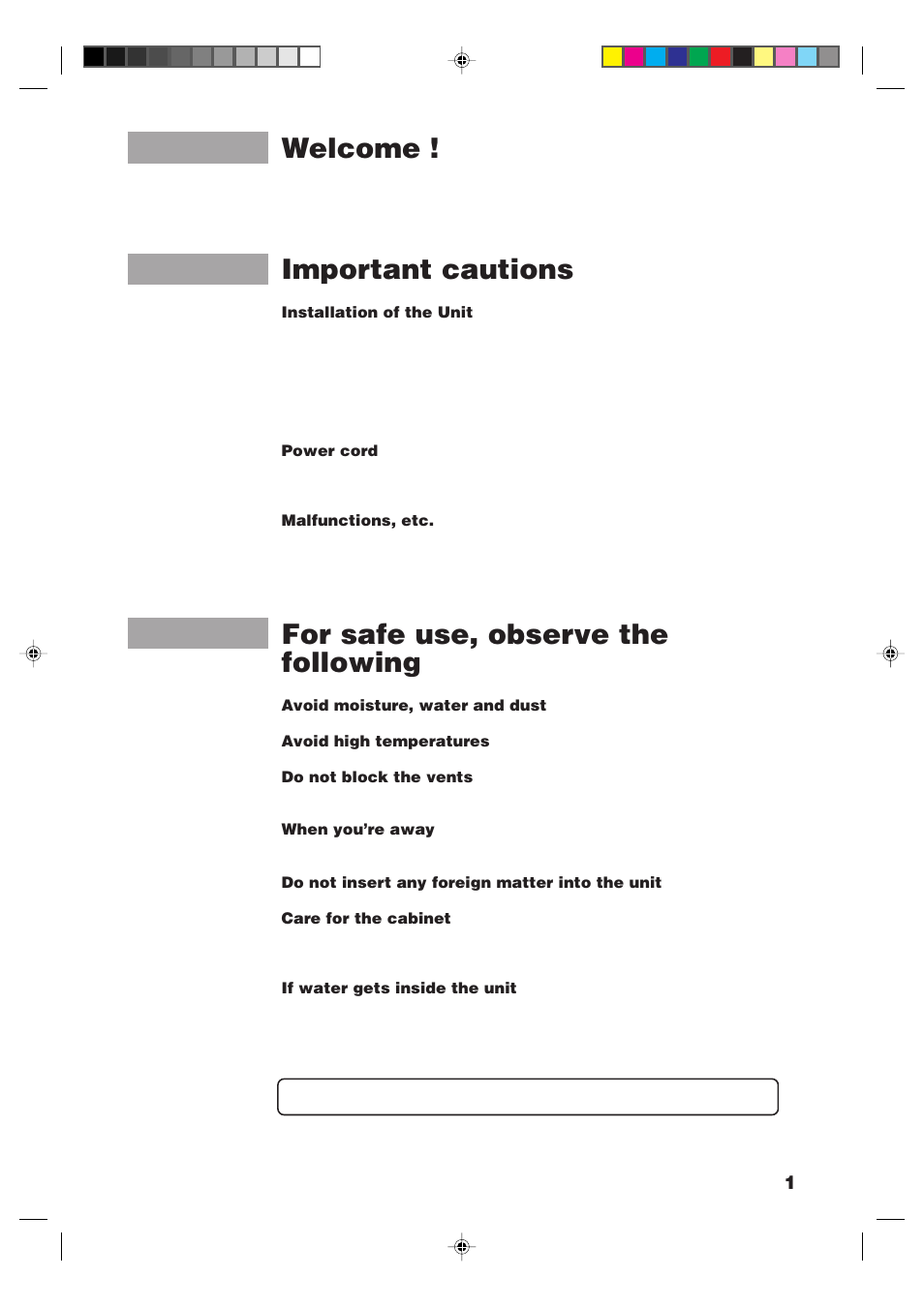 Welcome, Important cautions, For safe use, observe the following | JVC XM-448BK User Manual | Page 3 / 44