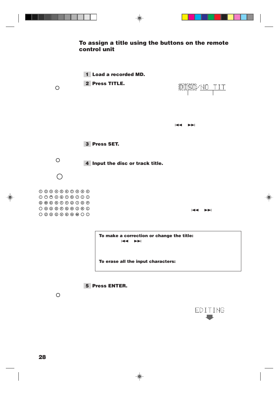 Disc title) | JVC XM-448BK User Manual | Page 30 / 44