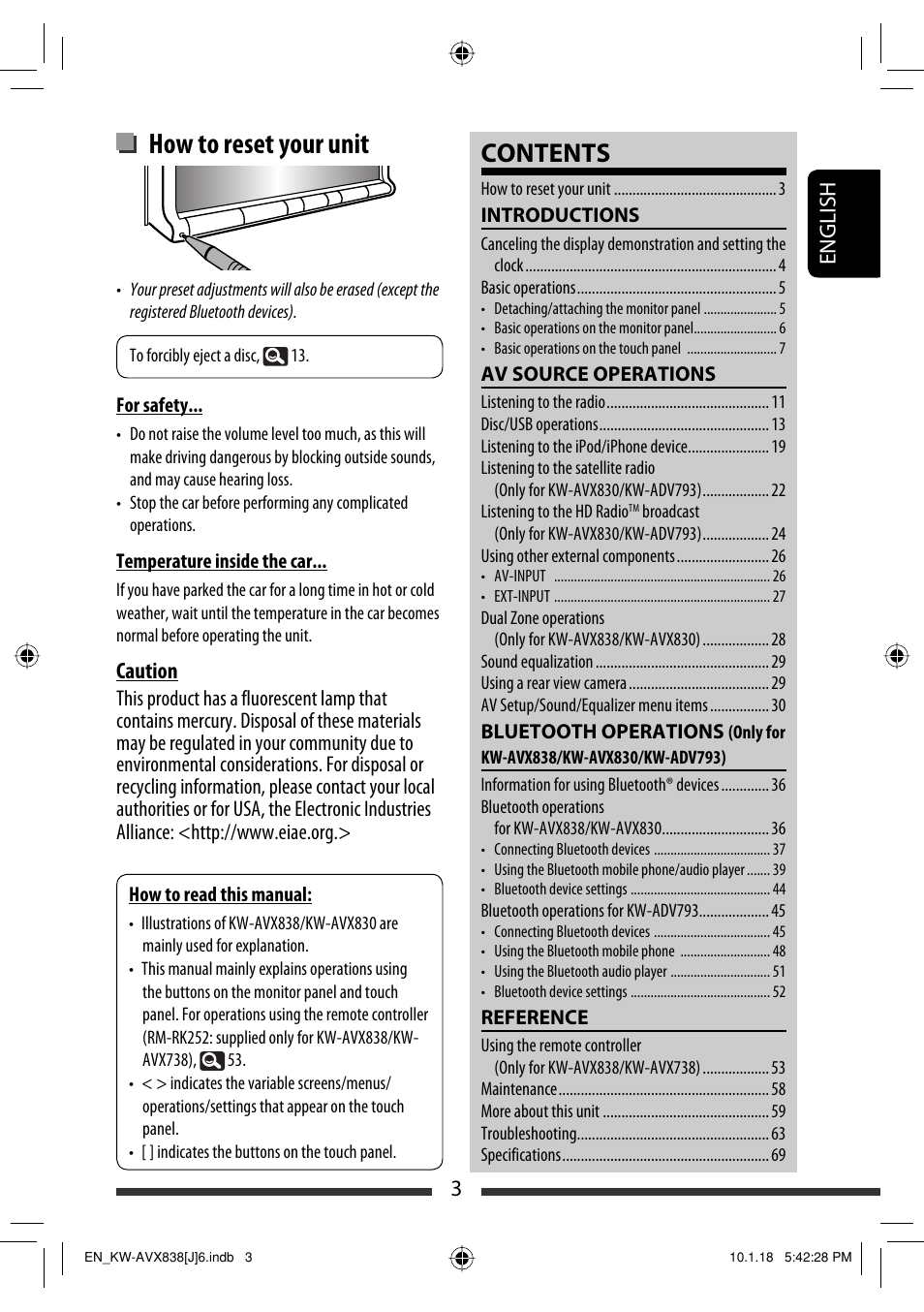 JVC KW-ADV793 User Manual | Page 3 / 147