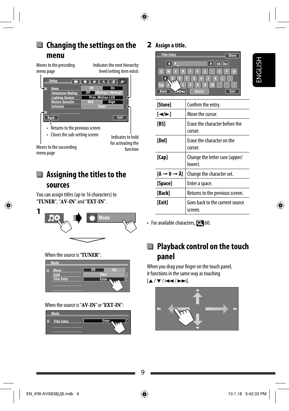 Playback control on the touch panel, 9english, Assign a title | JVC KW-ADV793 User Manual | Page 9 / 147
