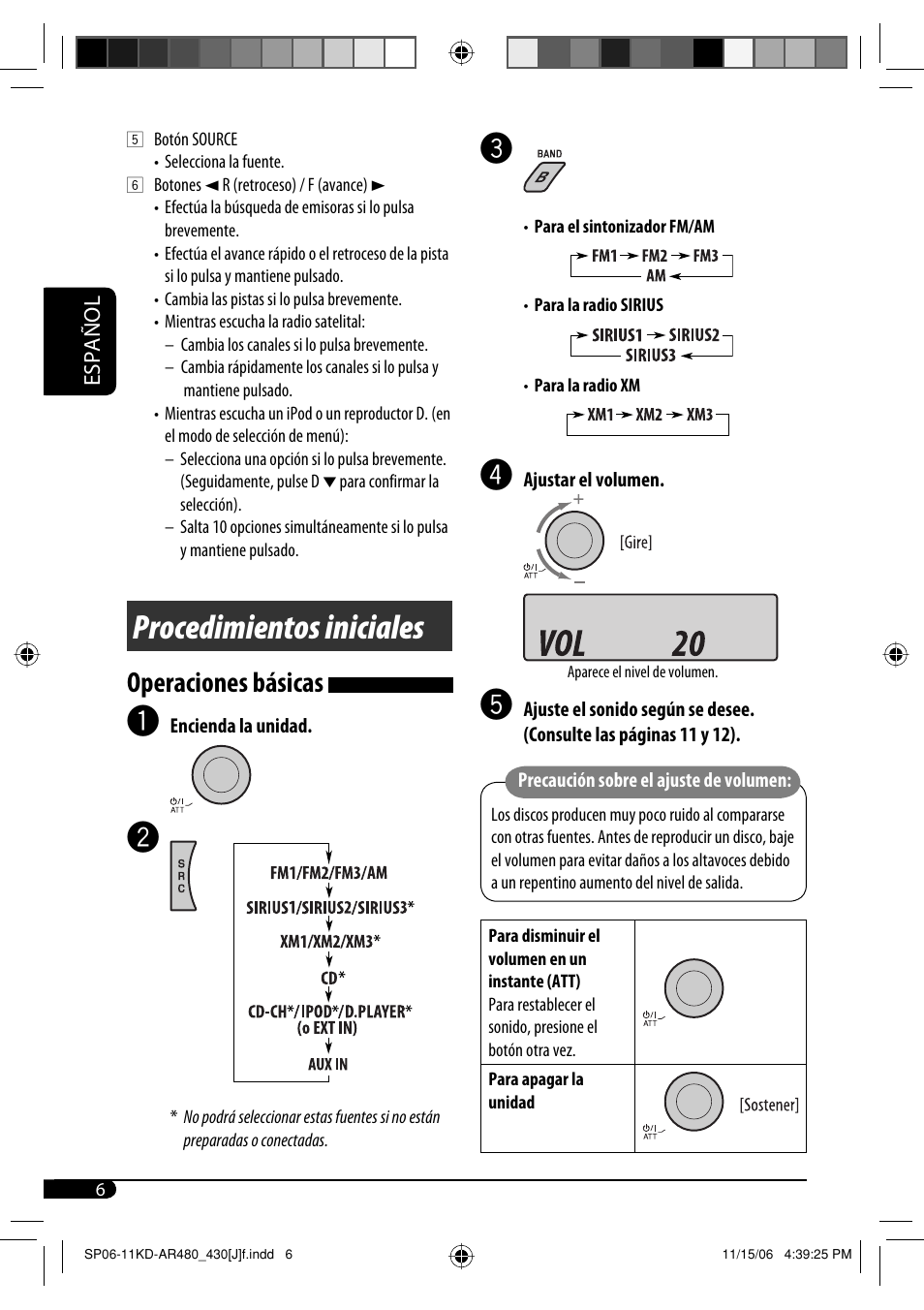 Procedimientos iniciales, Operaciones básicas | JVC KD-G430 User Manual | Page 32 / 80