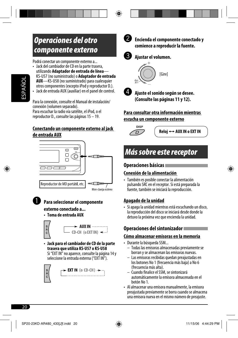 Operaciones del otro componente externo, Más sobre este receptor | JVC KD-G430 User Manual | Page 46 / 80