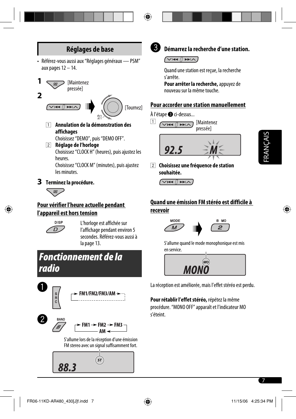 Fonctionnement de la radio, Réglages de base | JVC KD-G430 User Manual | Page 59 / 80