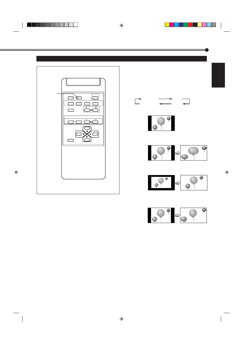 English changing the aspect ratio, Press aspect to select the screen size | JVC GD-V4211PCE User Manual | Page 15 / 40