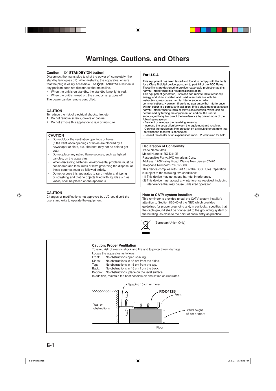 Warnings, cautions, and others | JVC RX-D412BUJ User Manual | Page 2 / 58