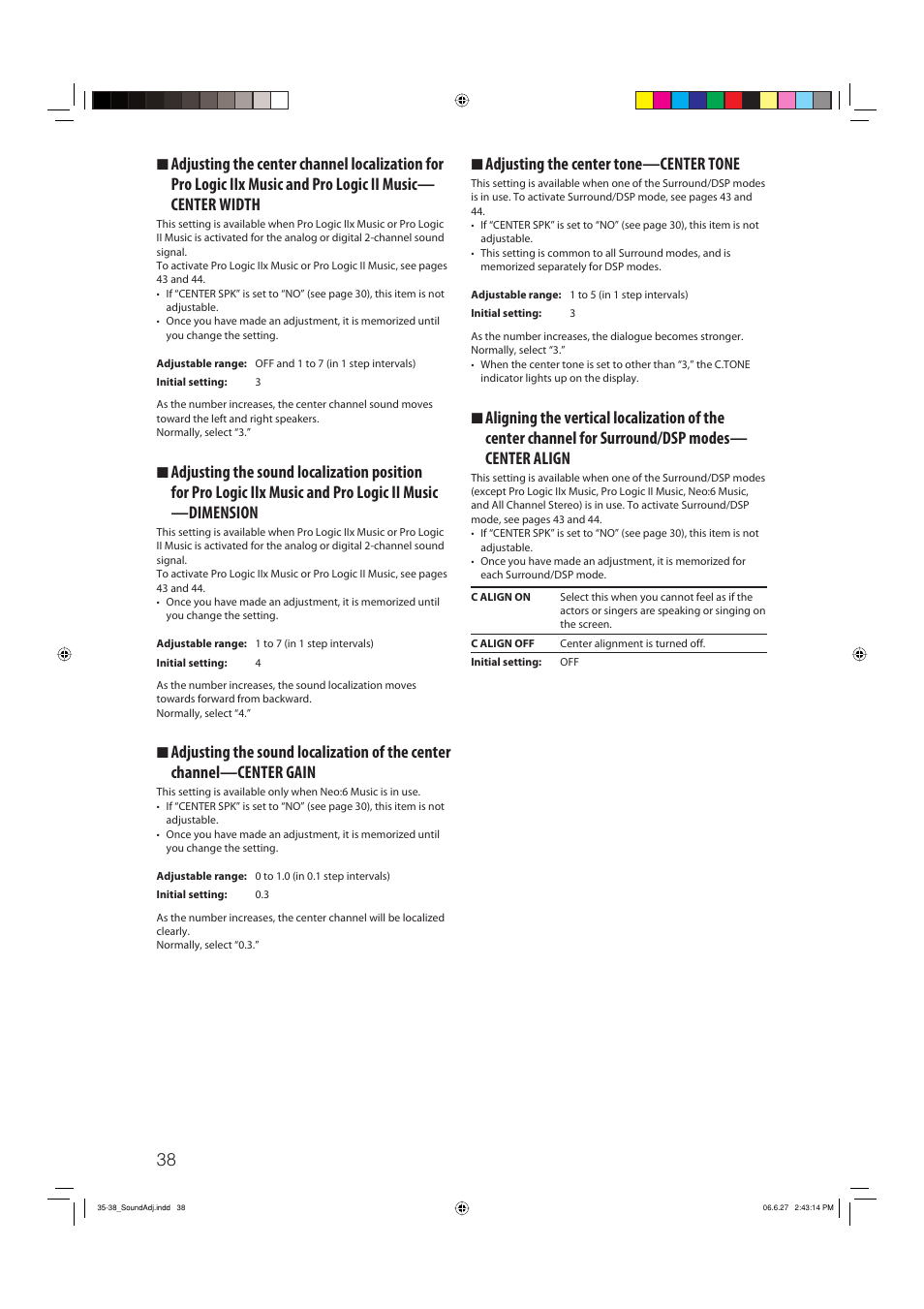 7 adjusting the center tone—center tone | JVC RX-D412BUJ User Manual | Page 40 / 58